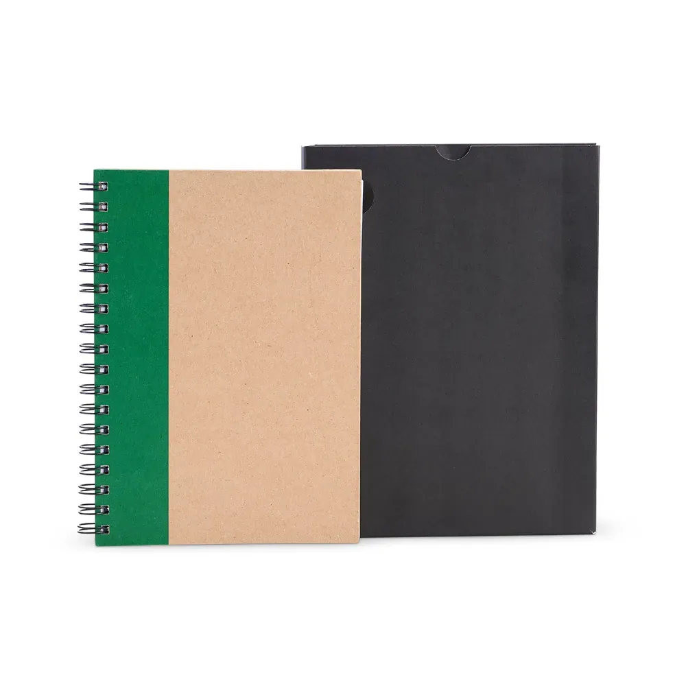 Caderno Pautado Com Wire-O - 23X18Cm - Bege/Verde
