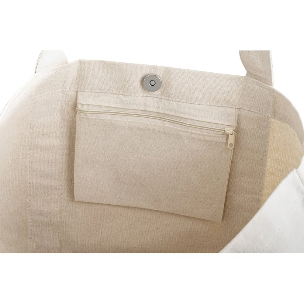 VILLE. Sacola 100% algodão canvas (280 g/m²) com bolso frontal, bolso interior e fecho magnético - Thumbnail 5