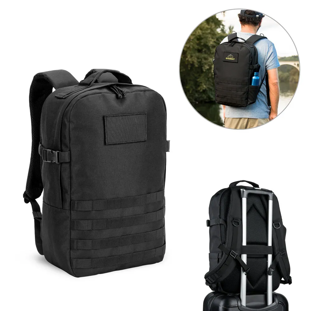 EDINBURGH BPACK. Mochila estilo militar em poliéster reciclado 600D de alta densidade, com bolso para notebook (17.3") 21 L