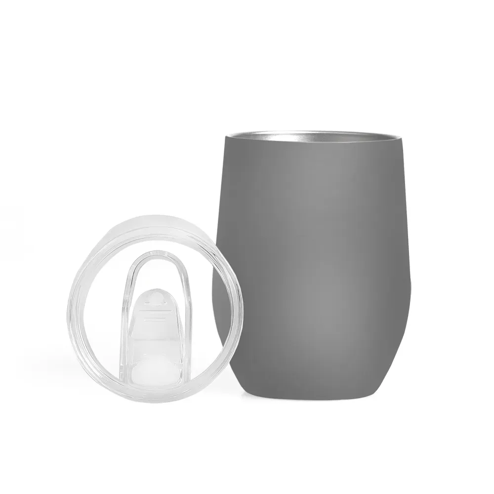 Copo Térmico C/ Tampa - Cinza - 340 Ml - Thumbnail 3