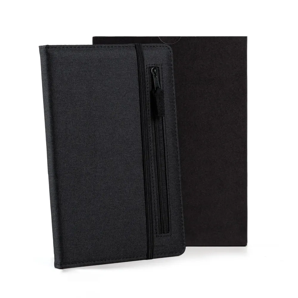 Caderno Fsc C/ Pauta E Zíper - Capa Em Rpet Preto - 14X21Cm - Thumbnail 2