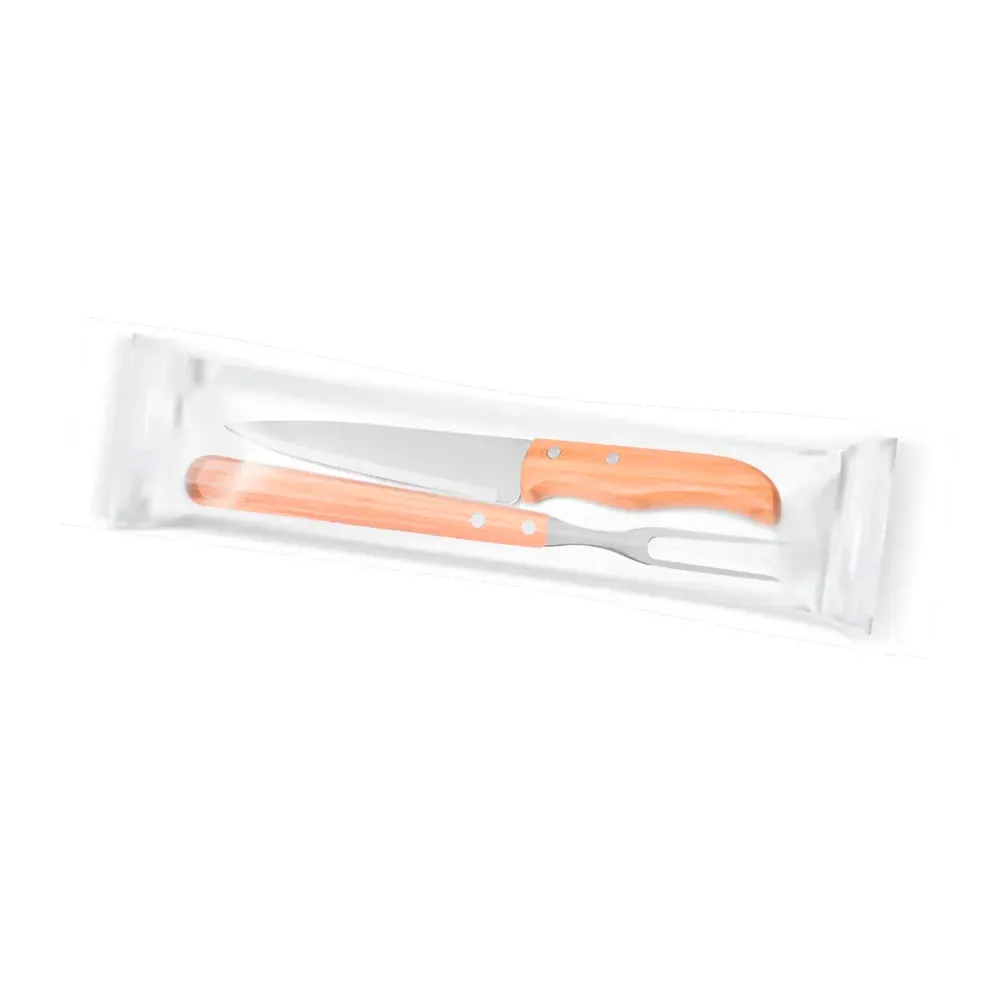 Kit De Garfo E Faca 7 Em Madeira / Inox - 2 Pçs