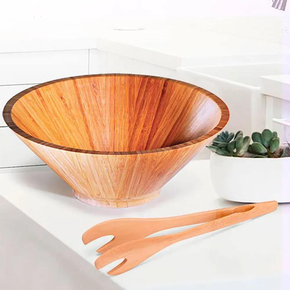 Kit Para Salada Em Bambu Pequim - 3 L - 2 Pçs - Thumbnail 3
