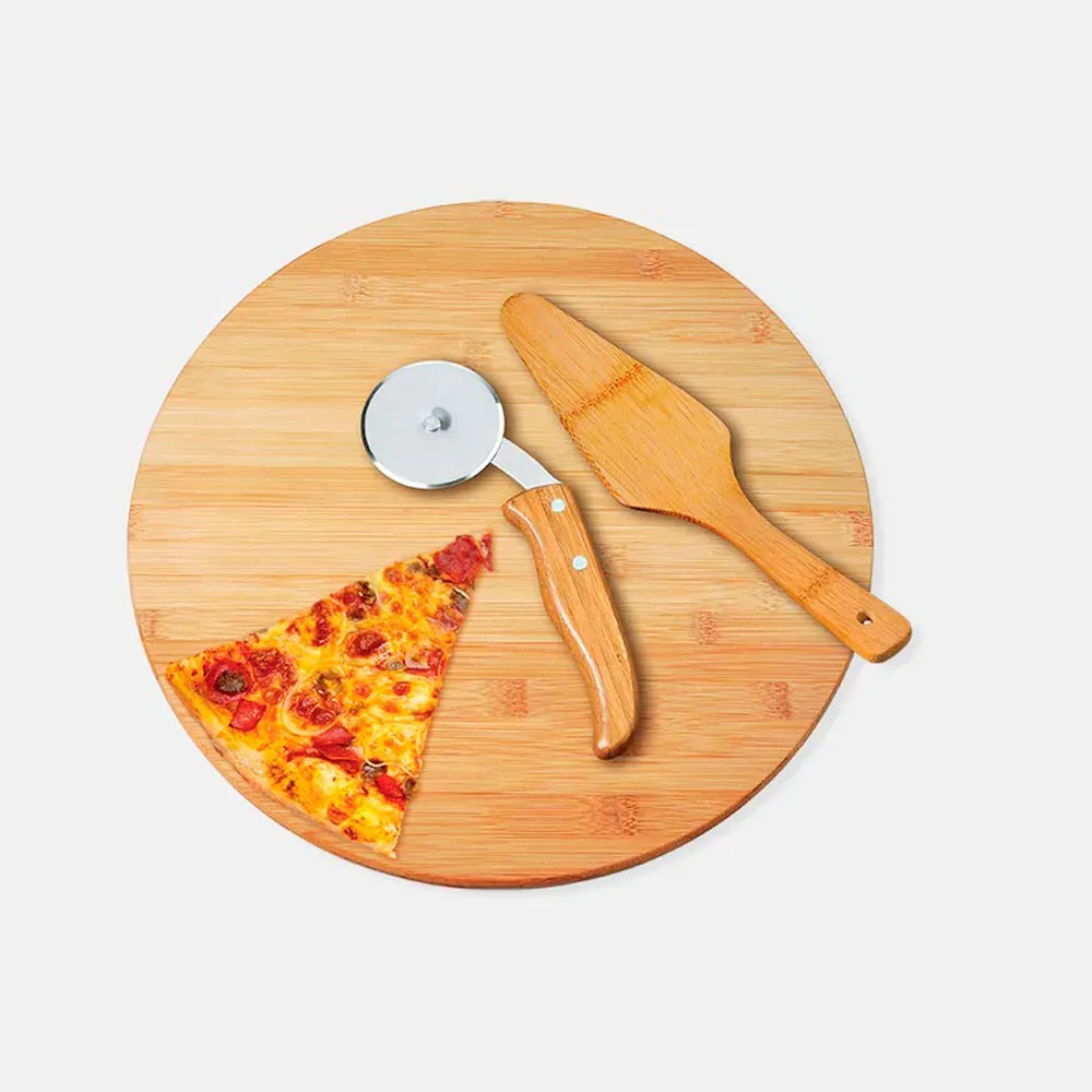 Conj. Para Pizza Em Bambu Napoli 35 Cm - 3 Pçs - Thumbnail 2