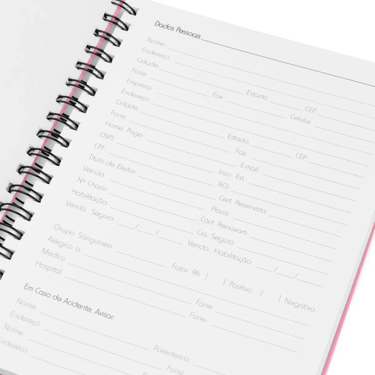 Caderno Pautado Com Wire-O - Rosa - 25,5X19,5Cm - 100 Fls - Thumbnail 3