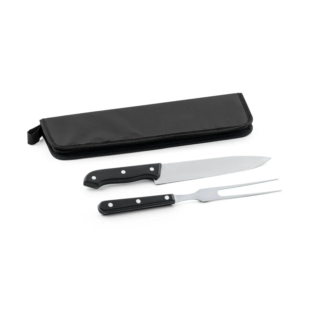 JULLEMIER. Kit churrasco em estojo de 210D com 2 utensílios em aço inox e PP - Thumbnail 3