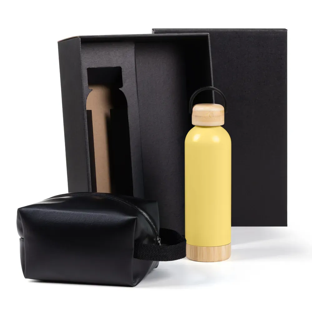 Kit Garrafa E Necessaire - Amarelo/Preto - 2 Pçs - Thumbnail 2