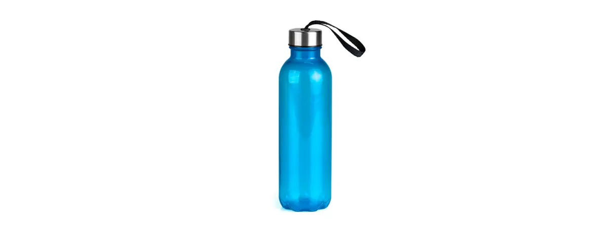 Garrafa Plástica Azul Com Tampa Em Inox - 600Ml
