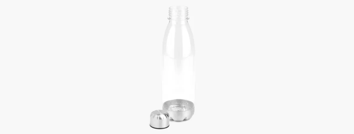 Garrafa Plástica Com Tampa E Base Em Inox - Transparente