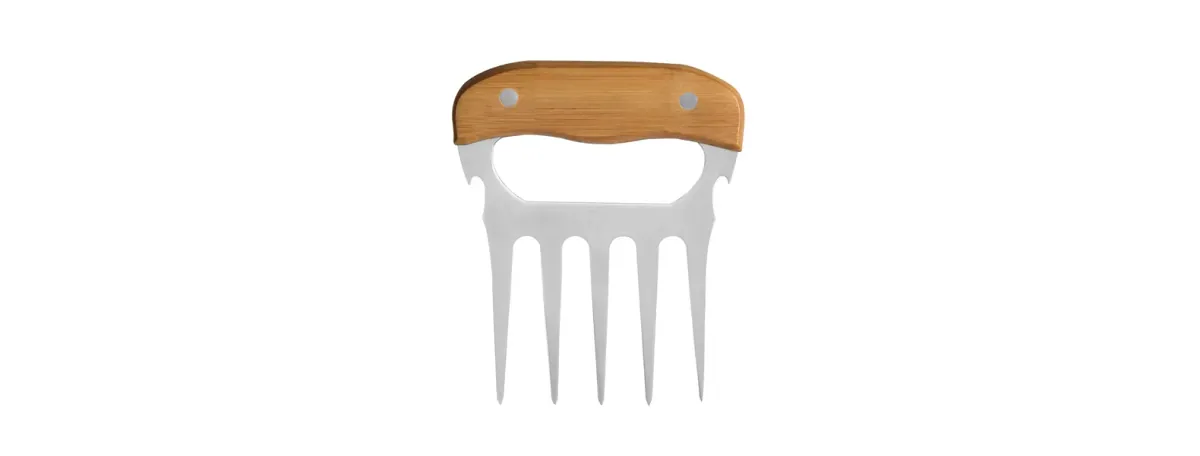 Garfo Com 5 Dentes Em Madeira - Inox - 11,5X14,5Cm