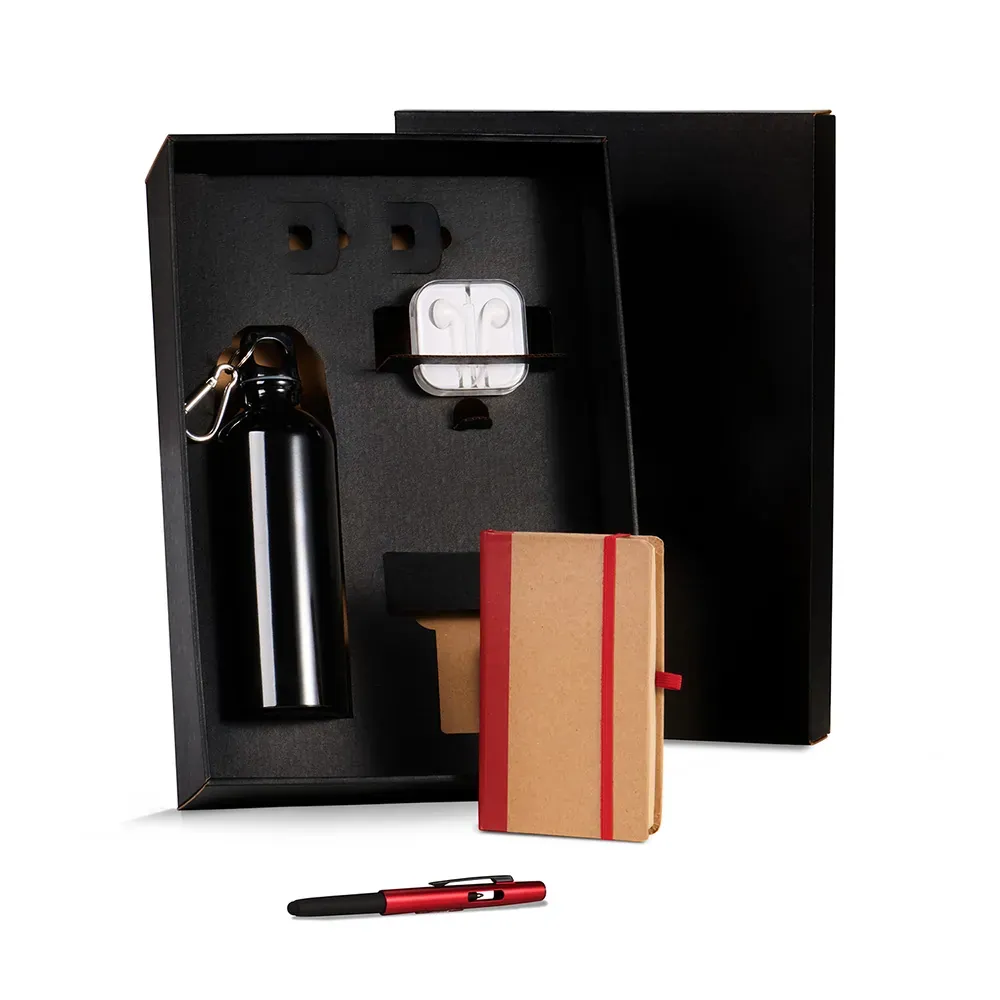 Kit Squeeze, Fone, Caderno E Caneta - Vermelho - 4 Pçs - Thumbnail 2