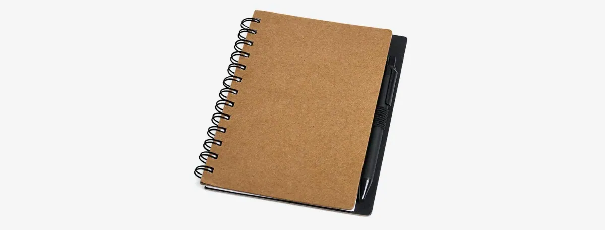 Caderno Espiral Com Capa Dura E Caneta Reciclados