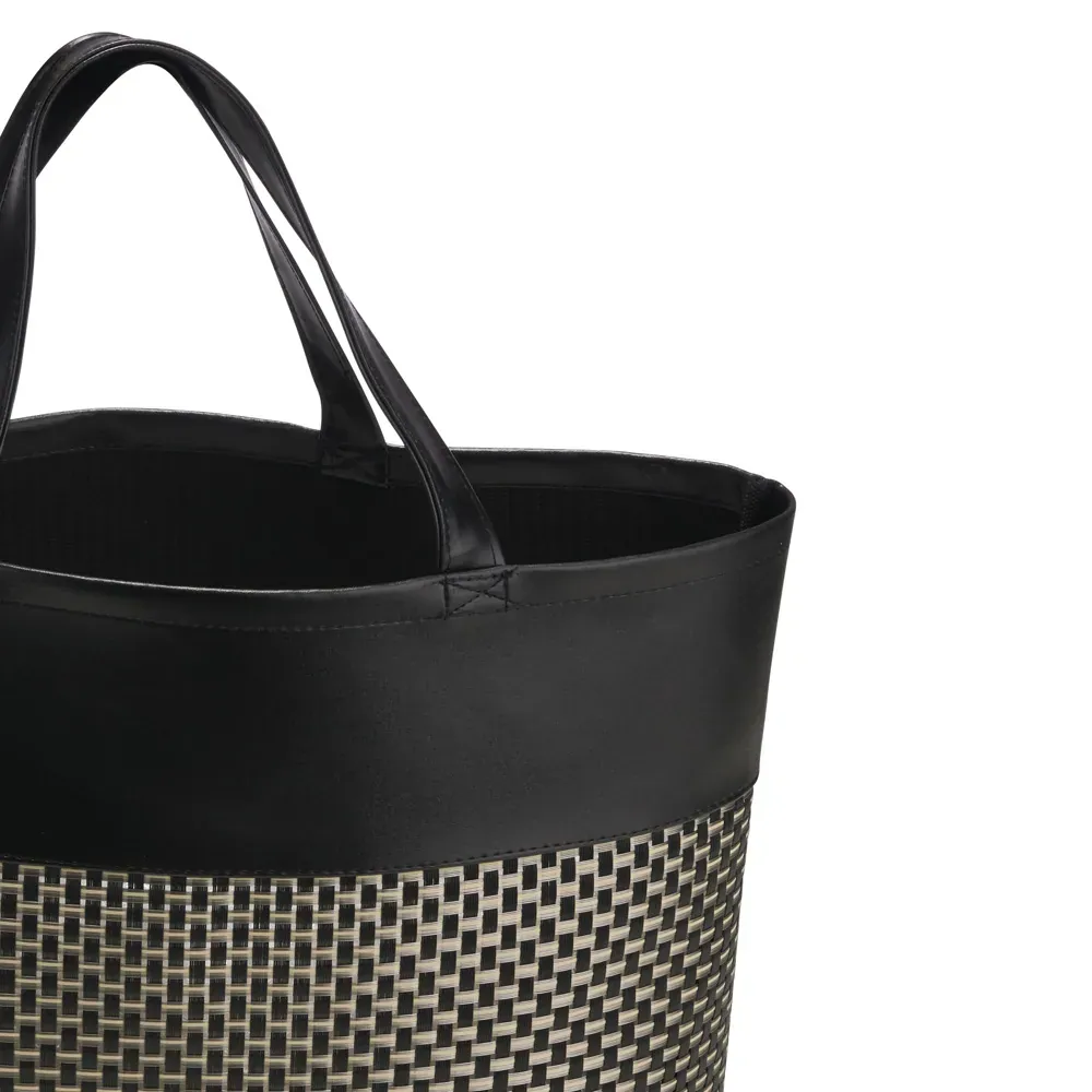 Sacola Em Pvc E Material Sintético - Premium - Preto/Xadrez - 48X33X13 Cm - Thumbnail 4