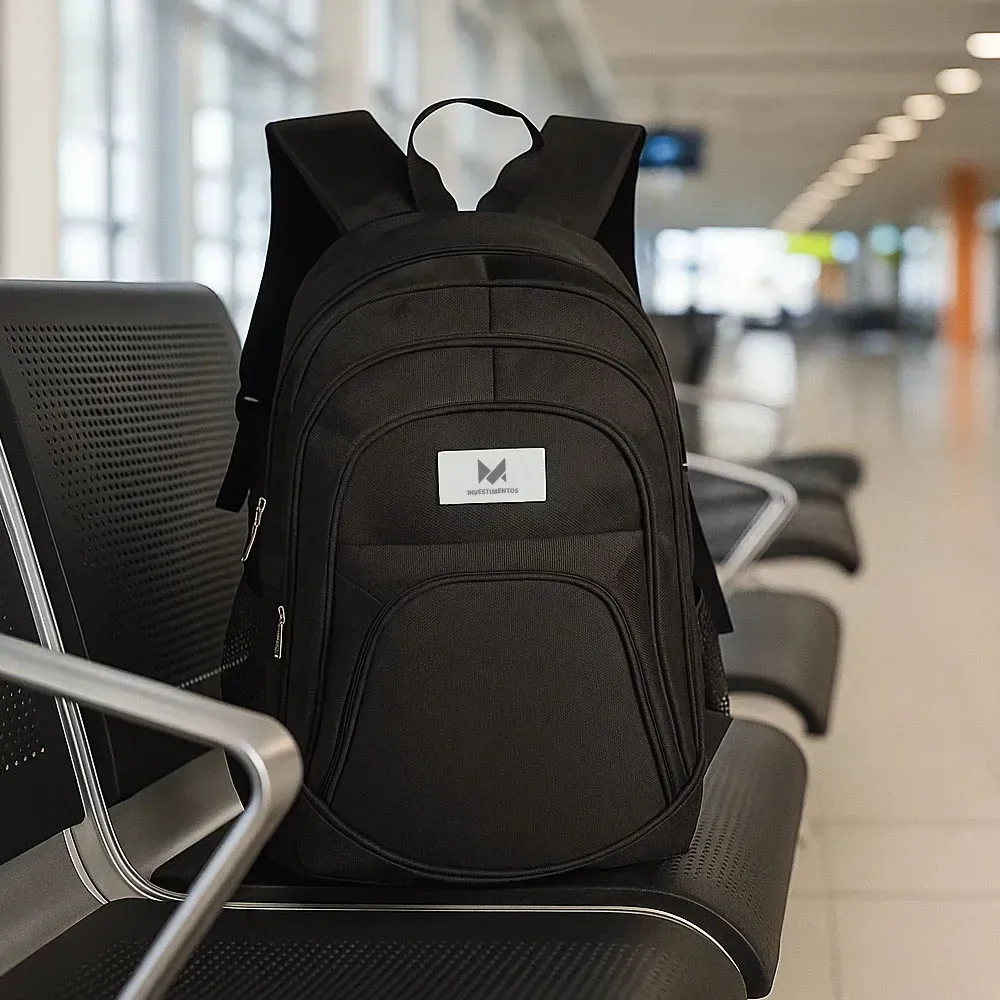 Mochila Preta Em Polyester 1680D / 600D - Thumbnail 5
