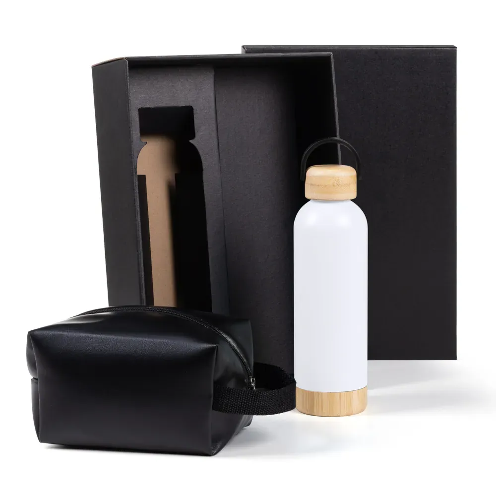 Kit Garrafa E Necessaire - Branco/Preto - 2 Pçs - Thumbnail 2