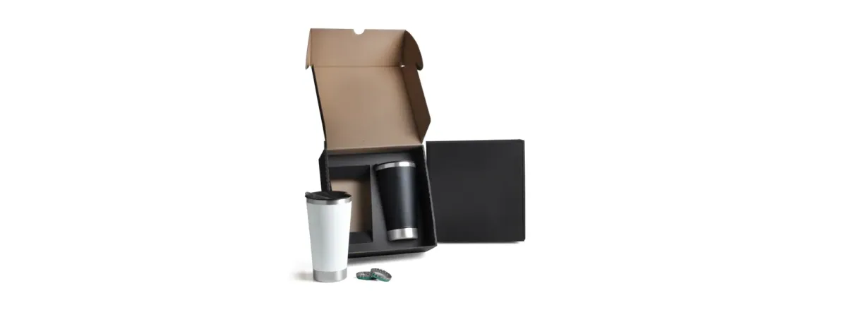Kit De Copos Térmicos Em Aço Inox - 500Ml - Preto / Branco - 2 Pçs - Thumbnail 2