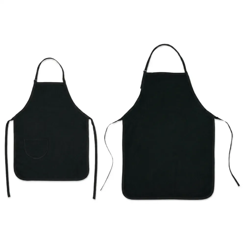 Avental E Avental Mini Em Brim Preto - 2 Pçs - Thumbnail 3