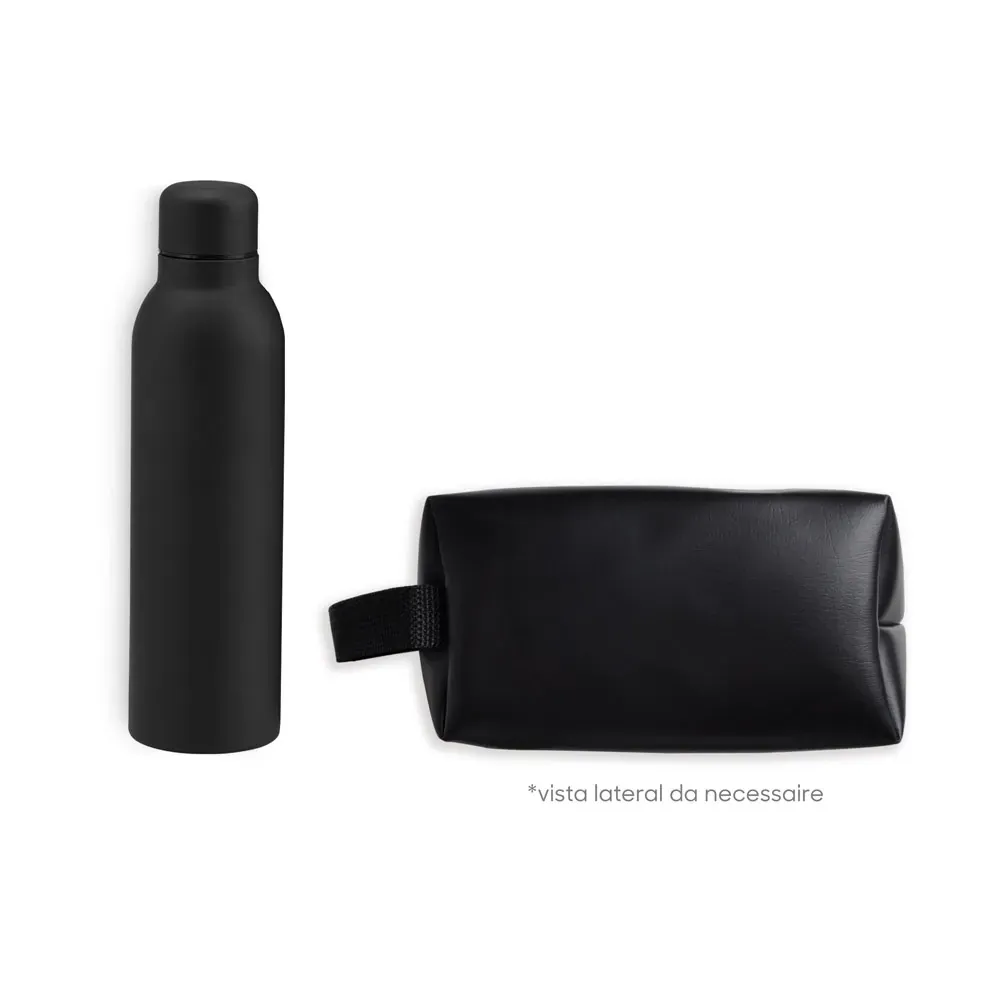 Kit Garrafa E Necessaire - Preto - 2 Pçs - Thumbnail 2