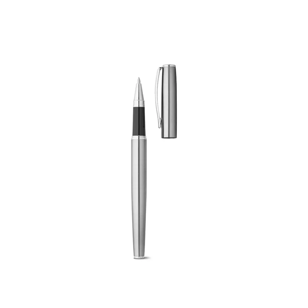 ELLA. Conjunto de canetas roller e esferográfica em aço inox 53% reciclado e escrita em preto - Thumbnail 6