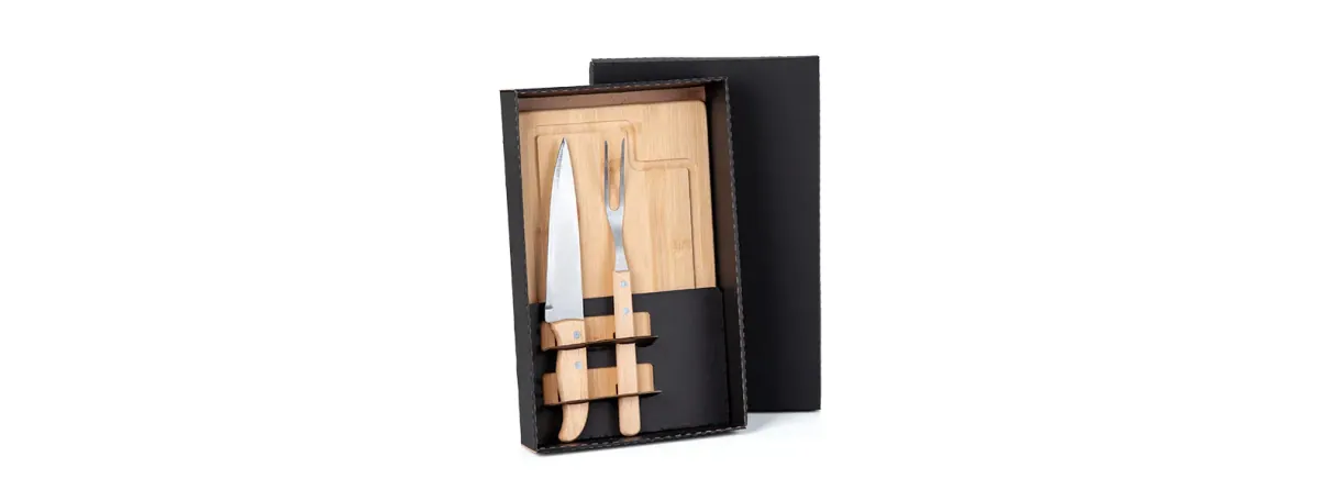 Kit Para Churrasco Em Bambu/Madeira