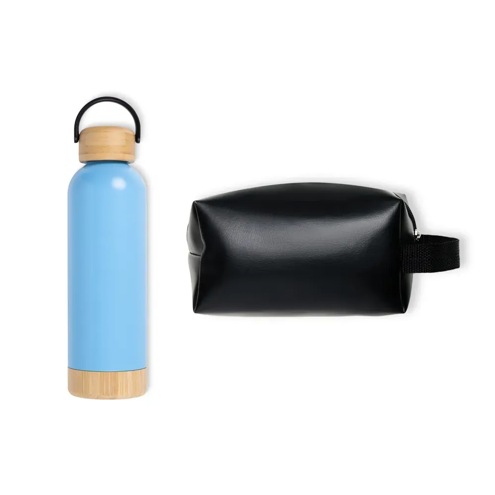 Kit Garrafa E Necessaire - Azul/Preto - 2 Pçs - Thumbnail 3