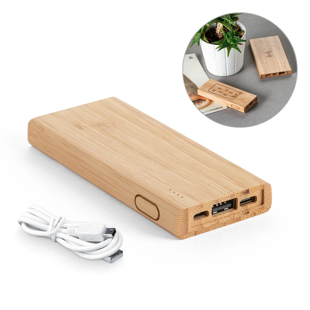 KOHN 5.0. Bateria portátil em bambu (5.000 mAh)