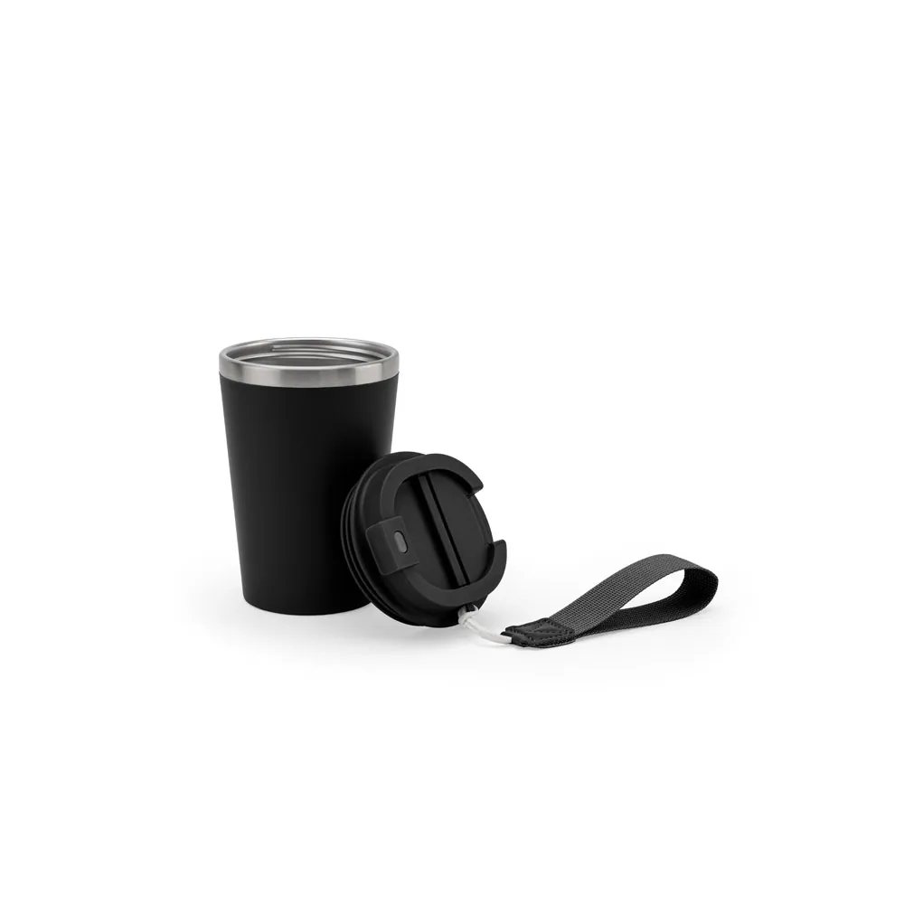 SPITZ. Copo de viagem térmico em aço inox 90% reciclado de parede dupla, com acabamento em mate (440 mL) - Thumbnail 3