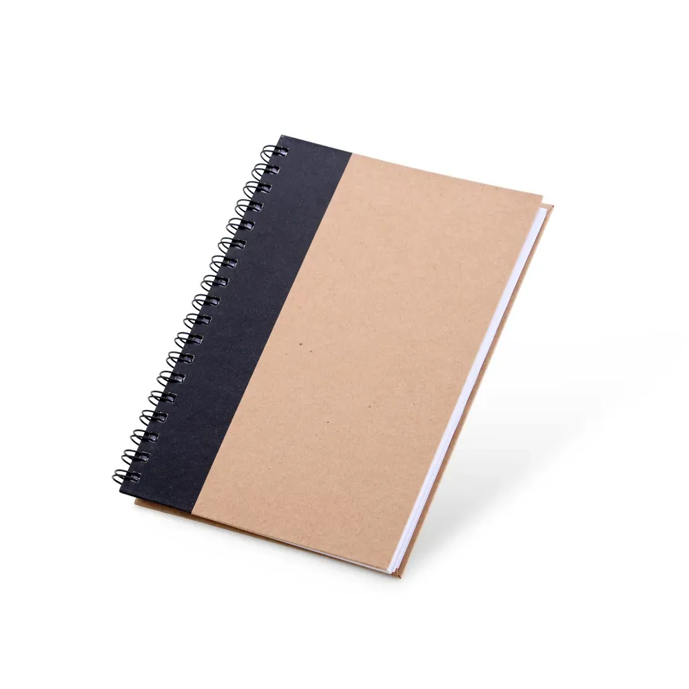 Caderno Pautado Com Wire-O - 23X18Cm - Bege/Preto - Thumbnail 2