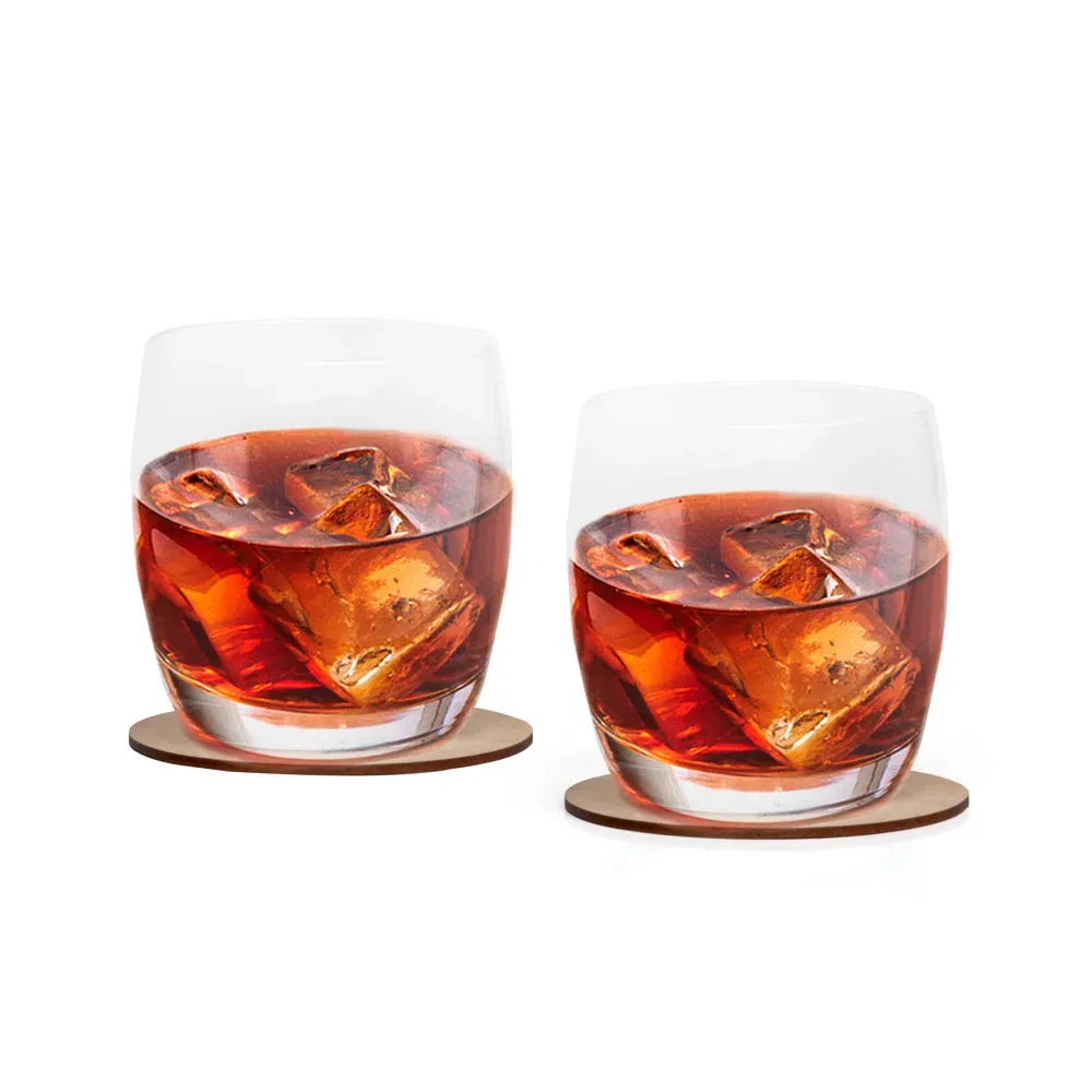 Jogo De Copos De Vidro P/ Whisky 330 Ml Com Porta Copo - Thumbnail 3