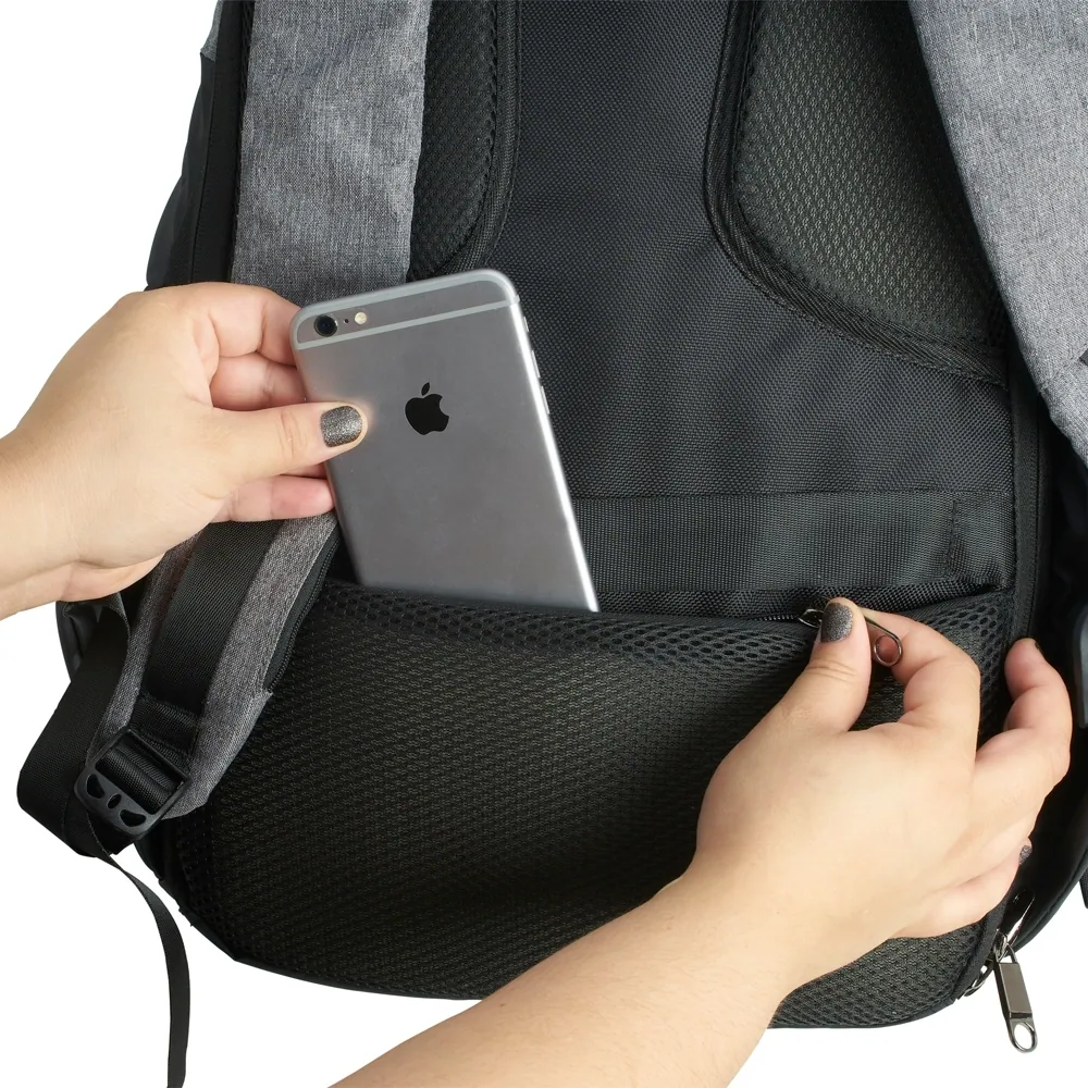 Mochila de Poliéster Anti-Furto USB com Segredo 31L - Thumbnail 10