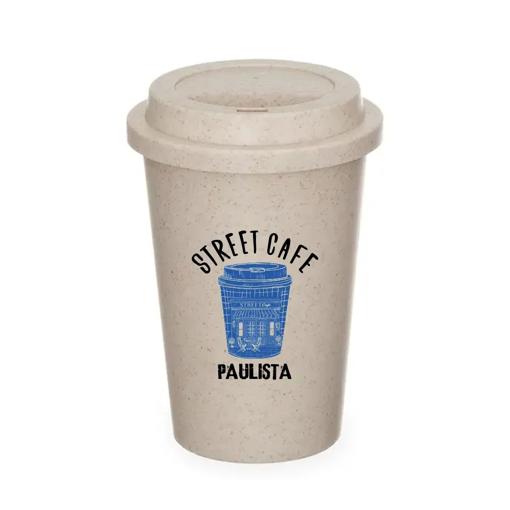 Copo Em Fibra De Bambu Com Tampa - 450Ml - Thumbnail 5