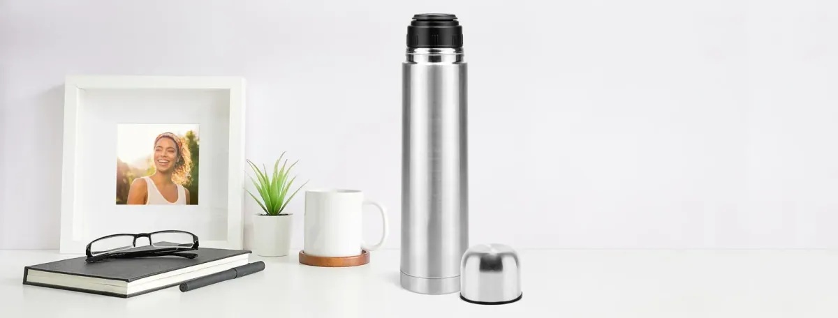 Garrafa Térmica Em Aço Inox Com Tampa E Bolsa - 1L - Thumbnail 4