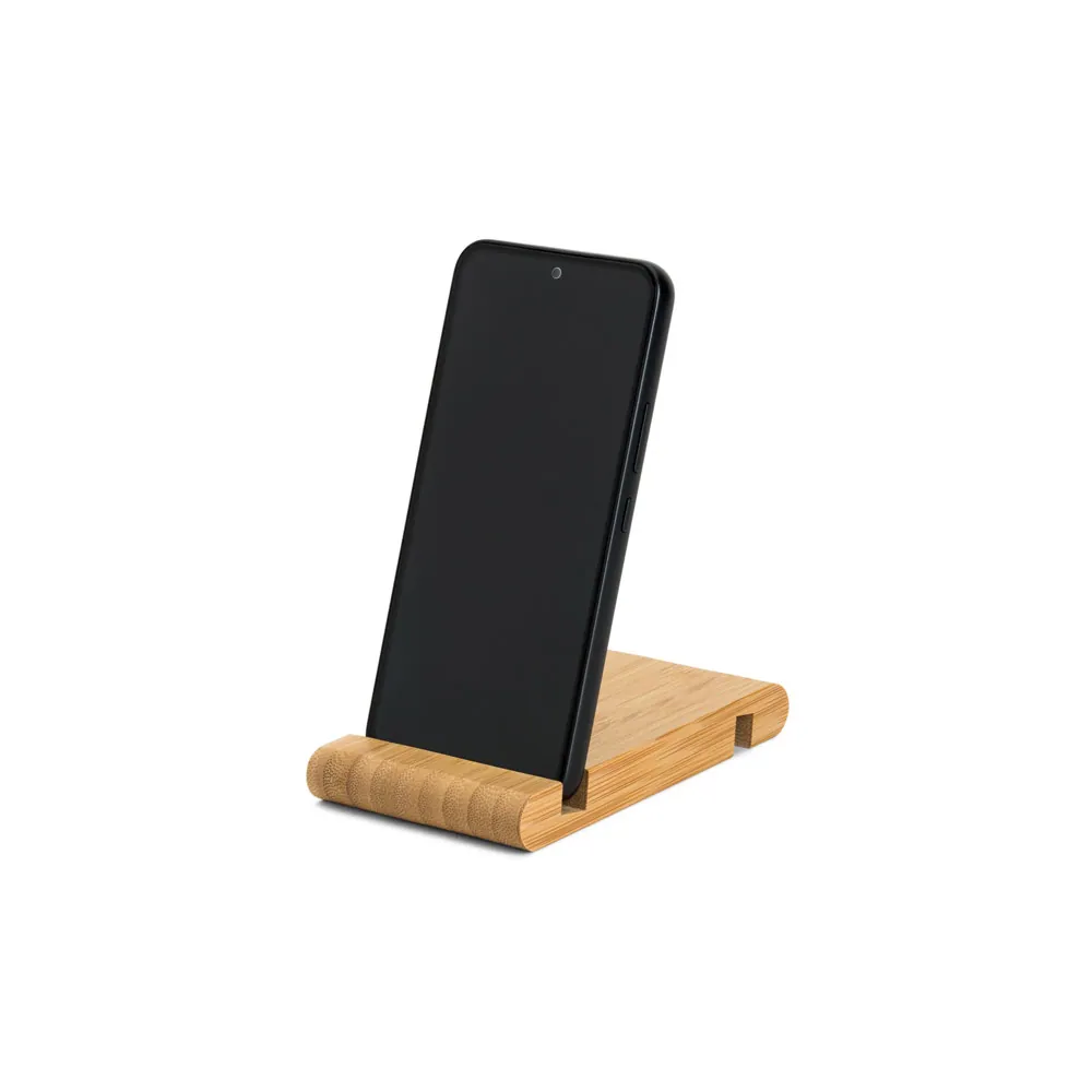 HABER. Suporte para celular com duas canaletas de tamanhos diferentes, em bambu - Thumbnail 5