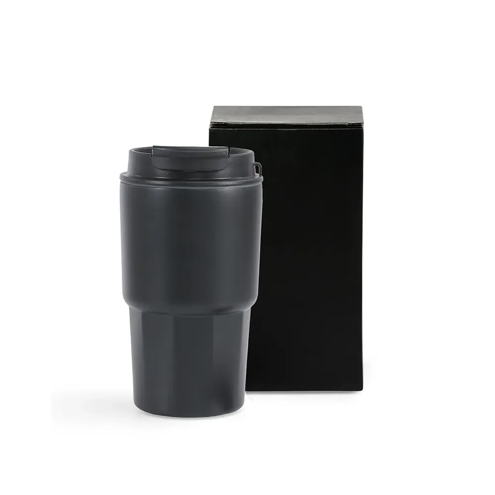 Copo Térmico Em Aço Inox - Preto - 450 Ml - Thumbnail 2