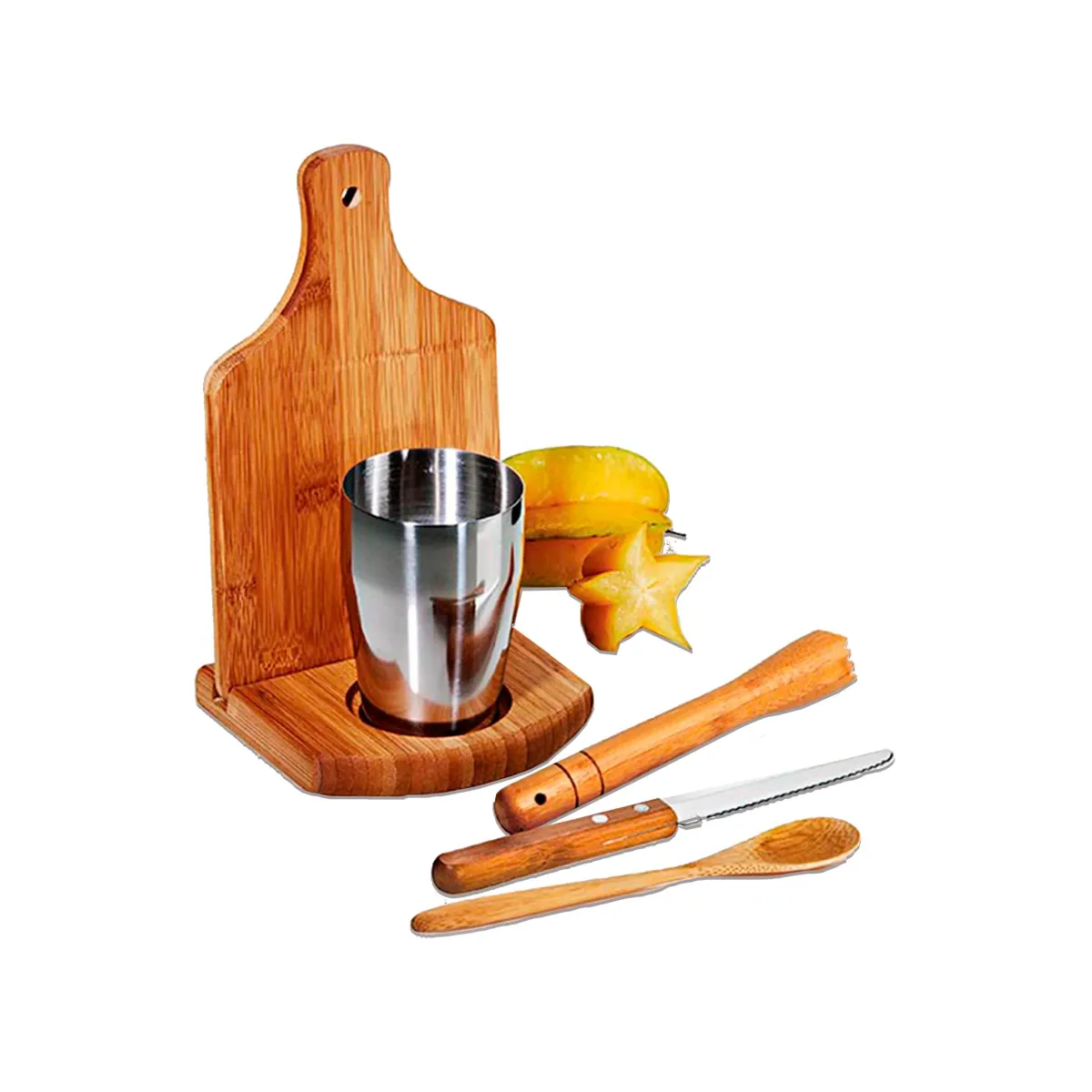 Kit Para Caipirinha Em Bambu /Madeira Ibiza - 0,35 L - 6 Pçs - Thumbnail 4