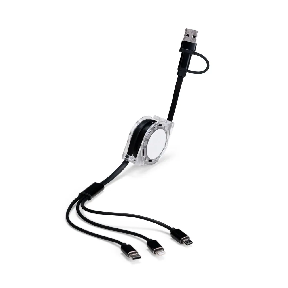 Cabo Retrátil 3 em 1 com Adaptador