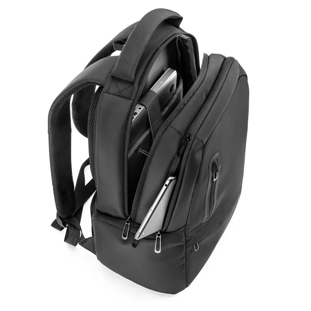 SPACIO SOLID. Mochila para computador portátil (17") em nylon 150D com 2 compartimentos acolchoados e placa para personalização - Thumbnail 7