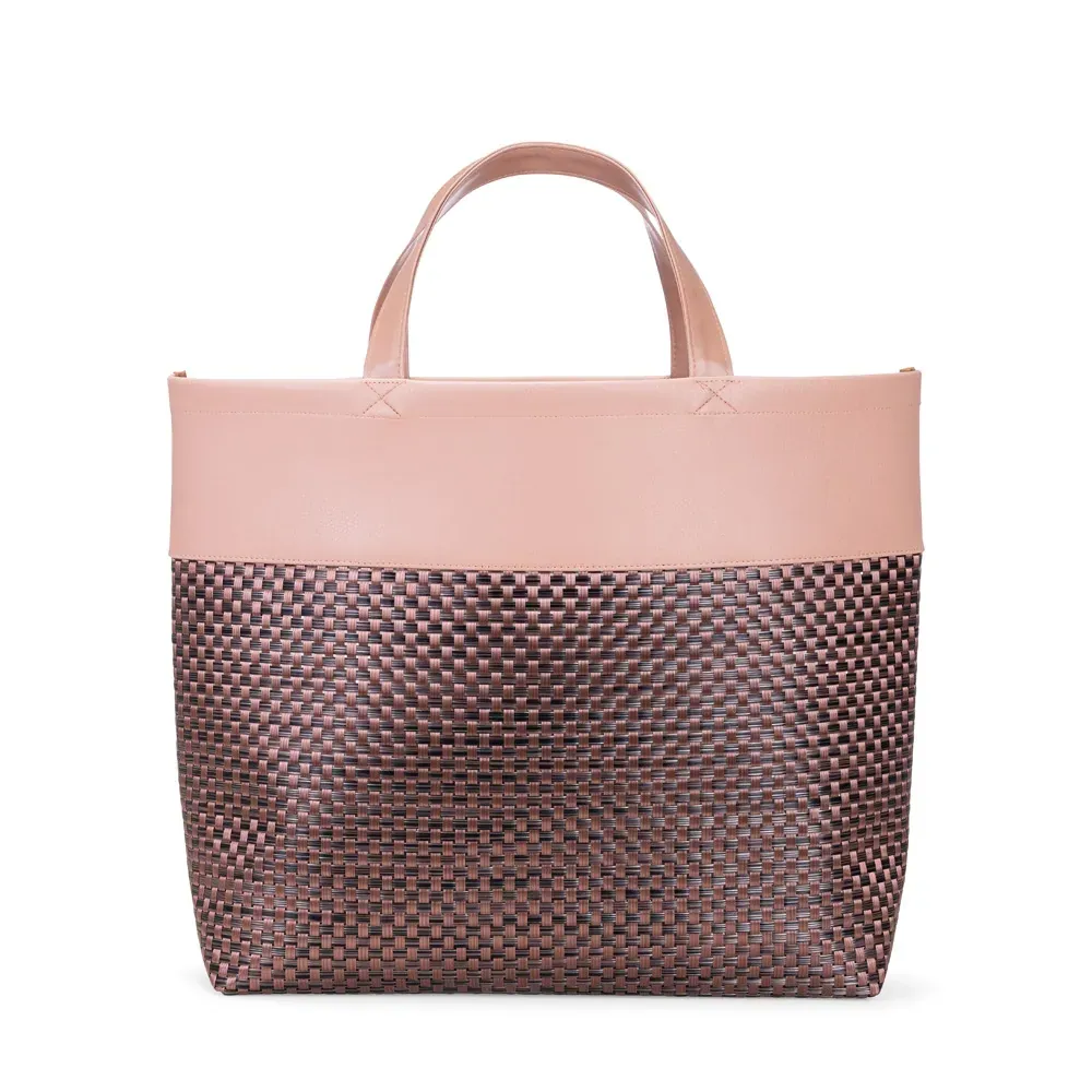 Sacola Em Pvc E Material Sintético - Premium - Rosa/Xadrez - 48X33X13 Cm - Thumbnail 2