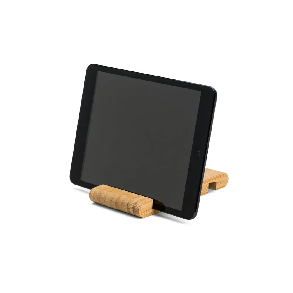 HABER. Suporte para celular com duas canaletas de tamanhos diferentes, em bambu - Thumbnail 6