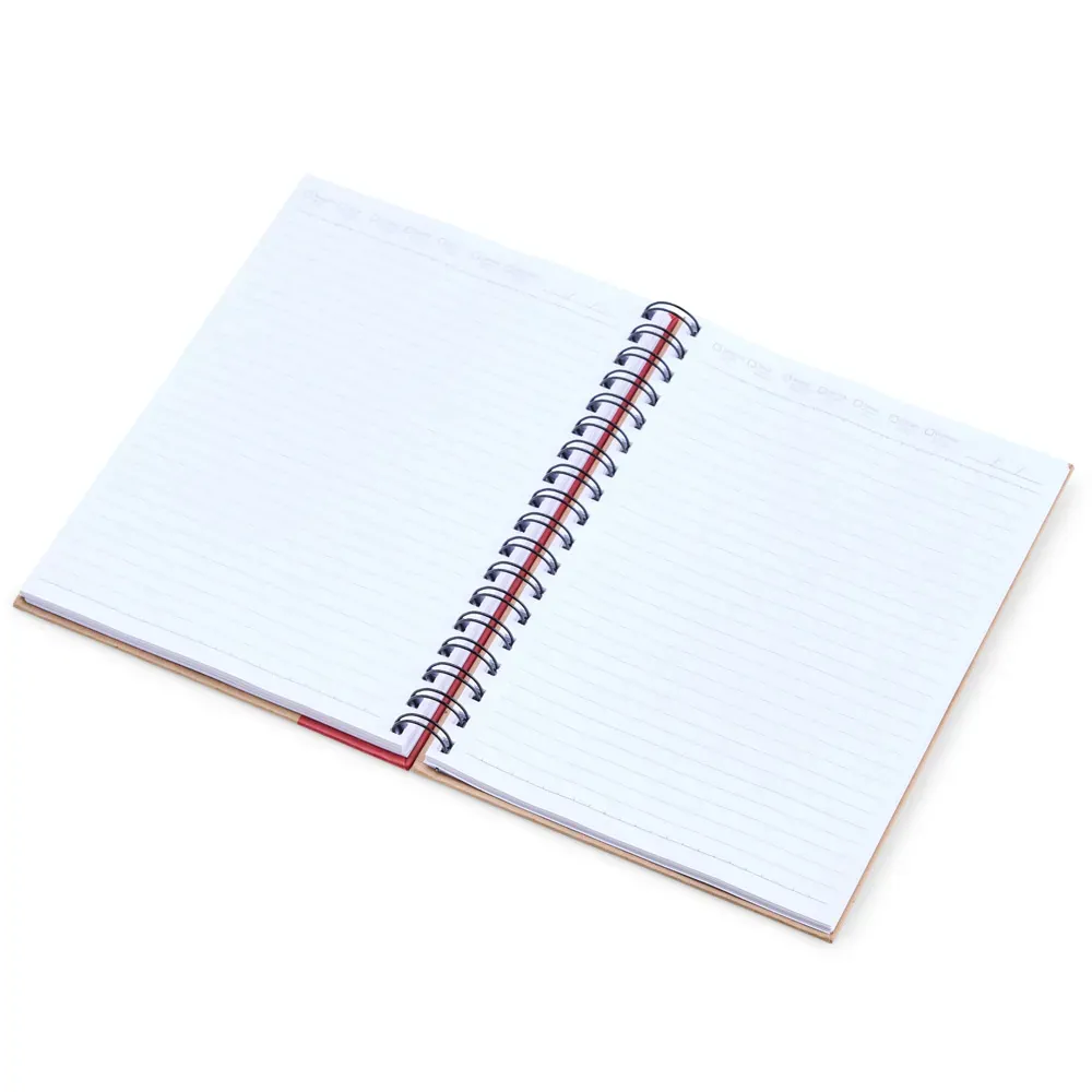 Caderno Pautado Com Wire-O - 23X18Cm - Bege/Vermelho - Thumbnail 3