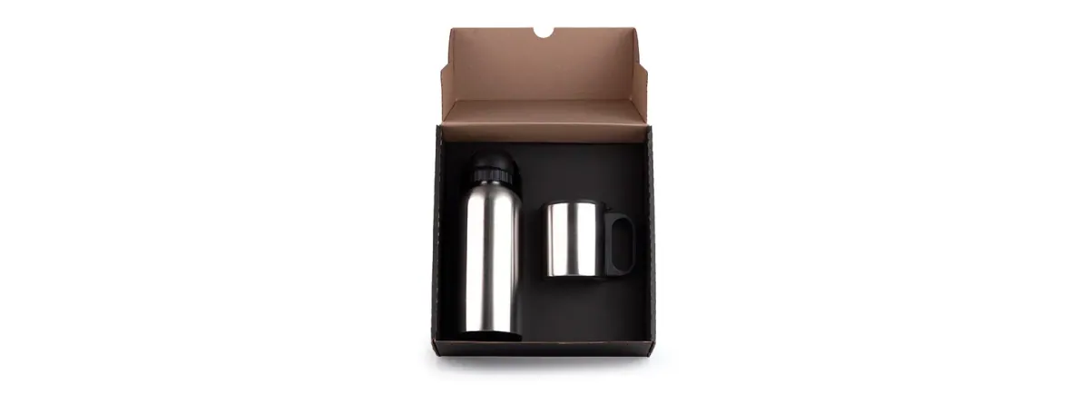 Conj. De Garrafa E Caneca Em Aço Inox 600/180 Ml - 2 Pçs - Thumbnail 3