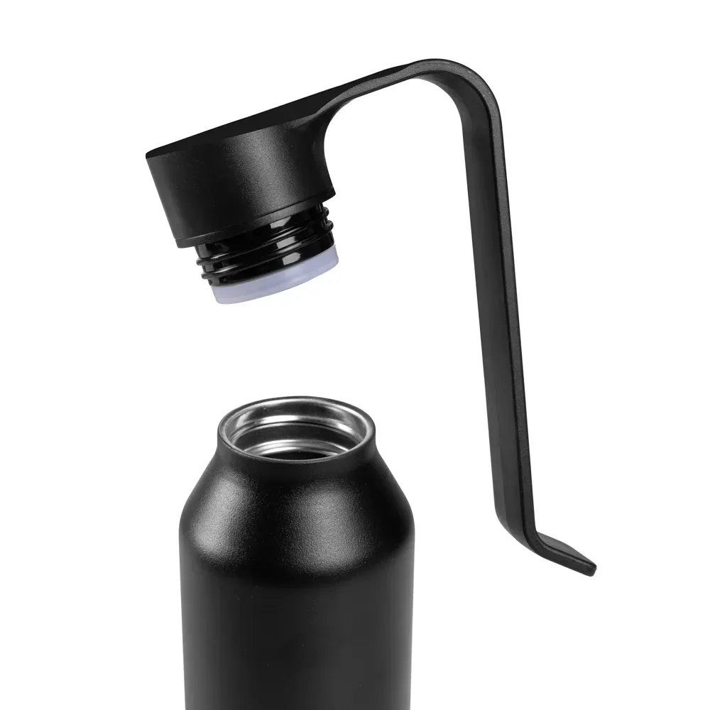 Garrafa Camada Dupla Em Alumínio Reciclado - Preta - 450Ml - Thumbnail 3