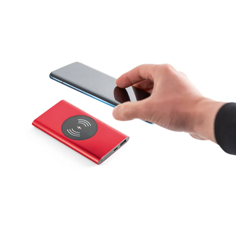 Bateria portátil e carregador por indução em alumínio com bateria de polímero de lítio 4.000 mAh - Thumbnail 2