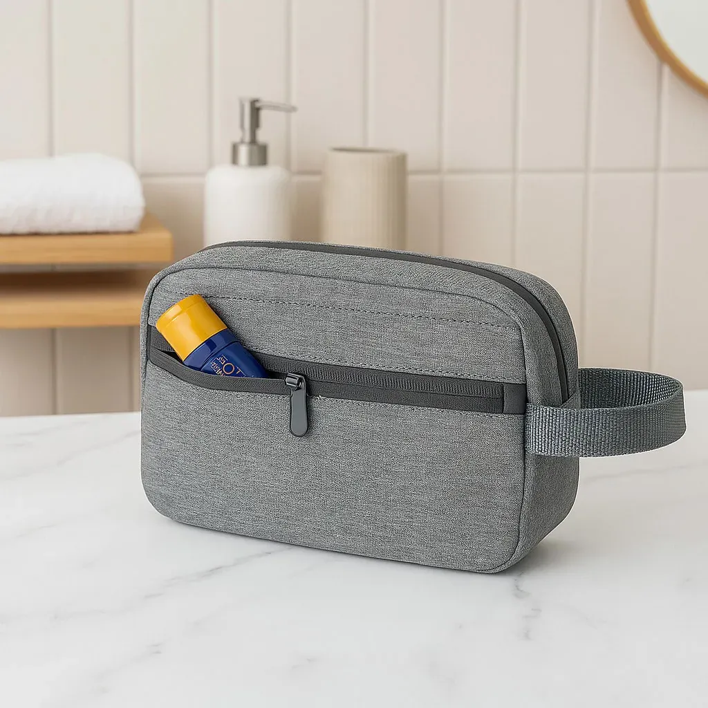 Necessaire Em Poliester 300D - Melange Cinza - Thumbnail 7