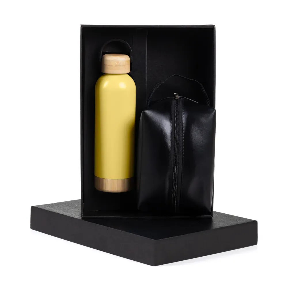Kit Garrafa E Necessaire - Amarelo/Preto - 2 Pçs - Thumbnail 5
