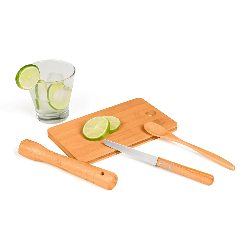 Kit Para Caipirinha Em Bambu / Madeira / Inox - 5 Pçs - Thumbnail 5