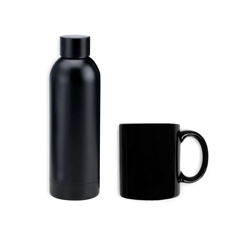Kit Garrafa E Caneca - Preto - 2 Pçs - Thumbnail 2