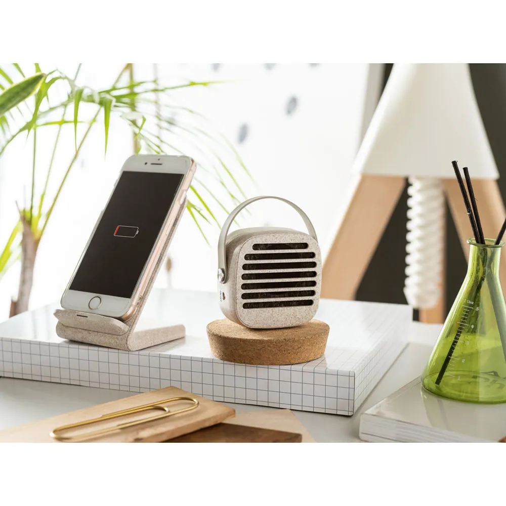 MAXWELL. Suporte para celular com carregador por indução super-rápido (15W), em fibra de palha de trigo e ABS - Thumbnail 7