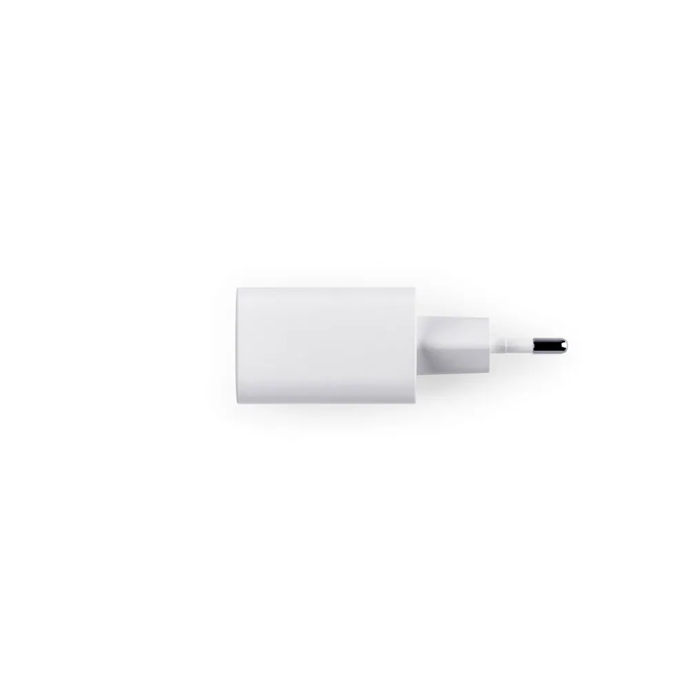 WEGENER. Adaptador de corrente com porta USB-A 18W e USB-C 20W em ABS 100% reciclado - Thumbnail 3