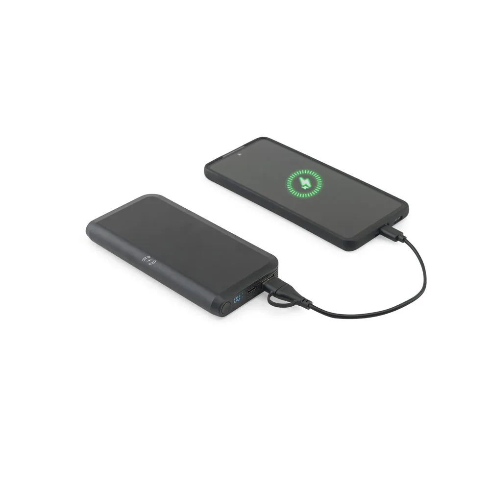BECKER 10. Bateria portátil com carregador por indução super-rápido (10.000 mAh), em ABS 100% reciclado - Thumbnail 4